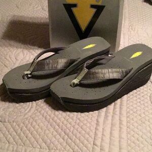 Volatile Gray and Black Wedge Shoes